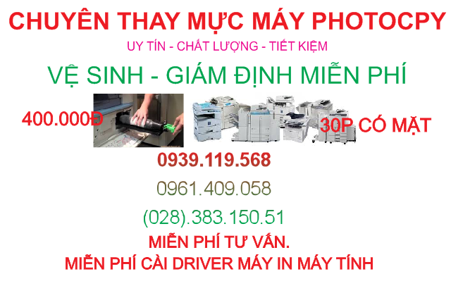 nạp mực máy photocopy tận nơi quận Bình Thạnh